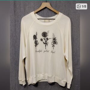 Altered State Cream Casual Comfy Spring Floral Sweatshirt Large